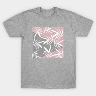 Leaves decoration. Triangles. pink-grey. T-Shirt